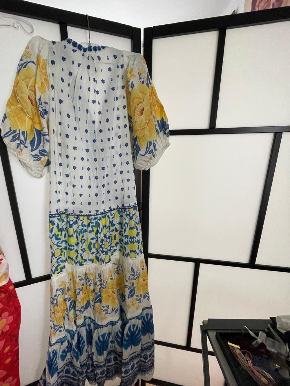 Farm Rio Bohemian Floral Tiered Maxi Dress in Yellow & Blue - Picture 5 of 5